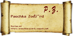 Paschka Zoárd névjegykártya
